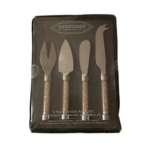 4 Piece Cheese Knife Set, Premium Crystal Inside Handle Stainless Steel